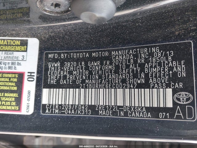 Toyota Corolla S Plus 2014 2T1BURHE6EC002947 Image 9