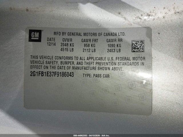 Продажа на аукционе авто 2015 Chevrolet Camaro 2ls, vin: 2G1FB1E37F9186043, номер лота: 44862353