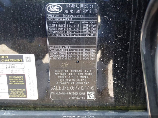 Продаж на аукціоні авто 2023 Land Rover Defender 110 S, vin: SALEJ7EX6P2121799, номер лоту: 44862369