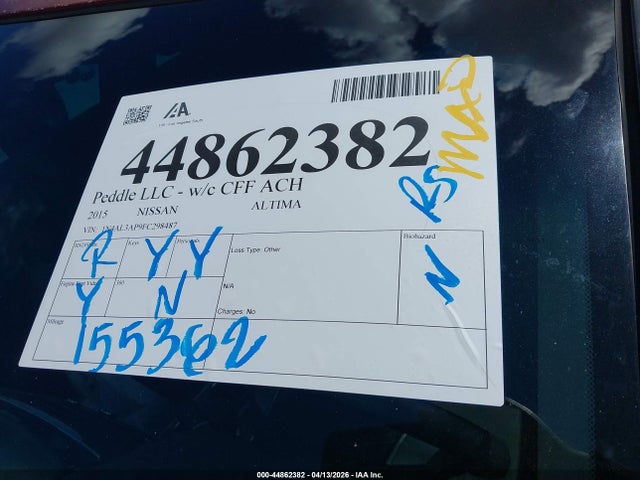1N4AL3AP9FC298487 Nissan Altima 2.5/2.5 S/2.5 Sl/2.5 Sv