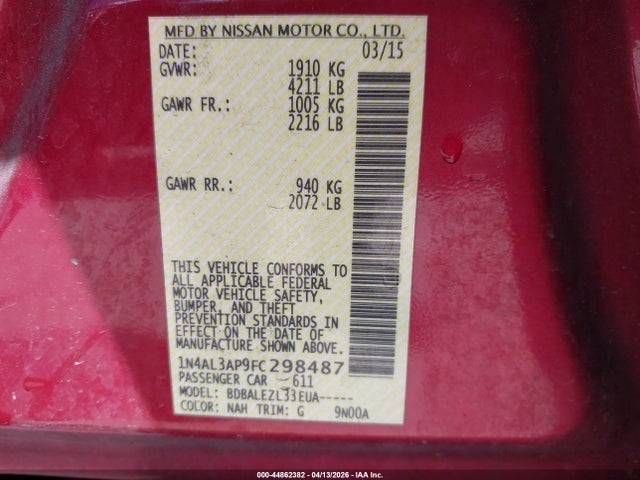 2015 NISSAN ALTIMA 1N4AL3AP9FC298487 Photo 8