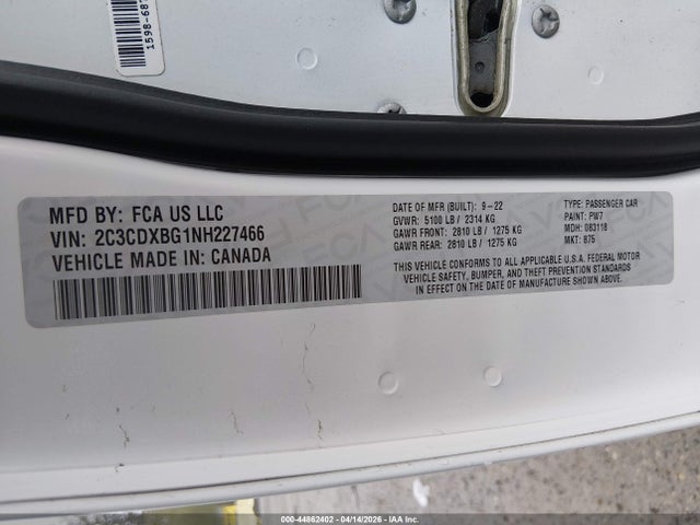 Aukcja sprzedaży 2022 Dodge Charger Sxt Rwd, vin: 2C3CDXBG1NH227466, numer aukcji: 44862402