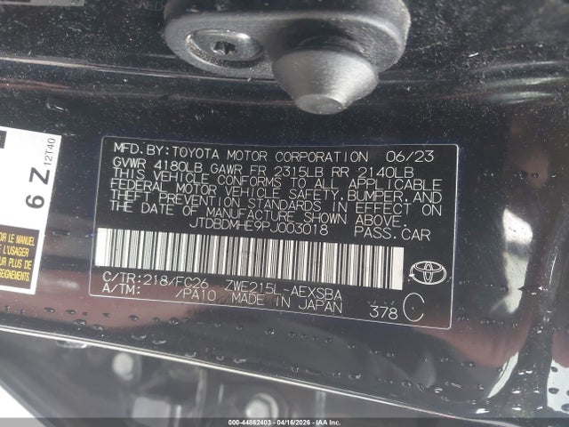 JTDBDMHE9PJ003018 Toyota Corolla Hybrid Se Infrared