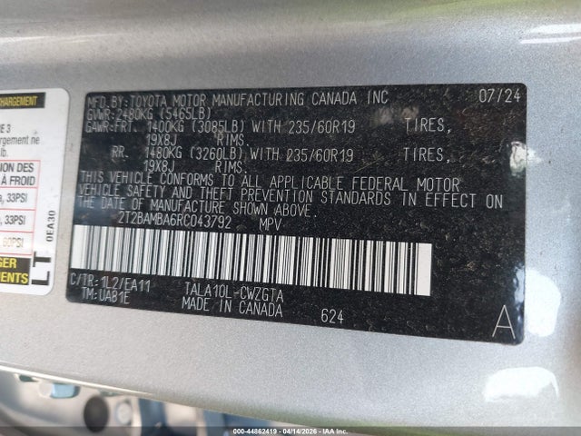 Aukcja sprzedaży 2024 Lexus Rx 350 Premium, vin: 2T2BAMBA6RC043792, numer aukcji: 44862419