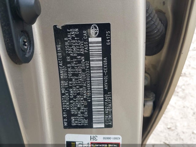 2008 TOYOTA CAMRY HYBRID 4T1BB46K68U037492 Photo 8