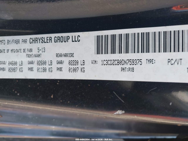 Продаж на аукціоні авто 2013 Dodge Avenger Sxt, vin: 1C3CDZCB0DN759375, номер лоту: 44862504