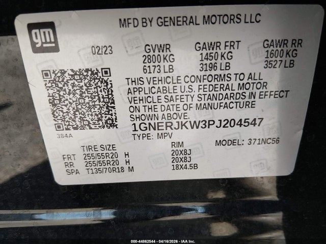 2023 Chevrolet Traverse Fwd Rs მანქანა იყიდება აუქციონზე, vin: 1GNERJKW3PJ204547, აუქციონის ნომერი: 44862544