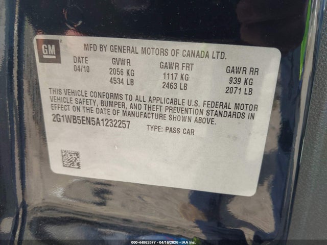 Продаж на аукціоні авто 2010 Chevrolet Impala Lt, vin: 2G1WB5EN5A1232257, номер лоту: 44862577