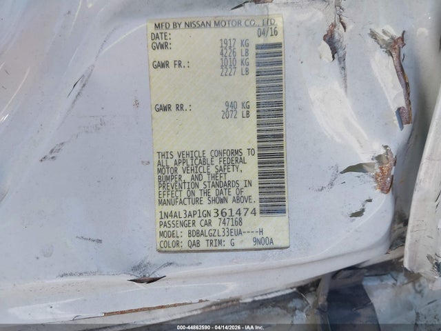 Nissan Altima 2.5 S 2016 1N4AL3AP1GN361474 Image 9