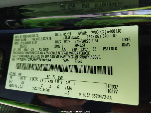 2021 FORD F-150 1FTEW1CP2MFB10134 Photo 8