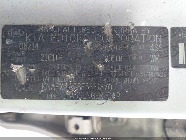 Aukcja sprzedaży 2015 Kia Forte Lx, vin: KNAFX4A68F5331370, numer aukcji: 44862624