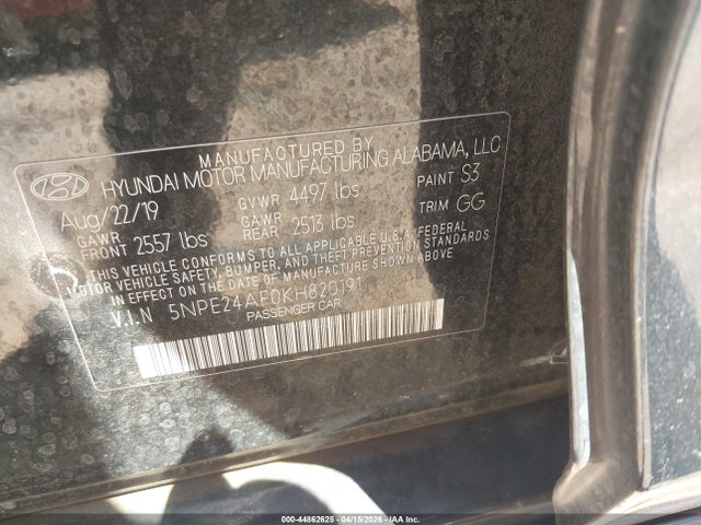 Продаж на аукціоні авто 2019 Hyundai Sonata Se, vin: 5NPE24AF0KH820191, номер лоту: 44862625