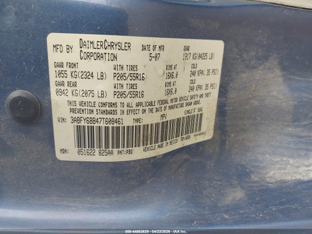 Aukcja sprzedaży 2007 Chrysler Pt Cruiser Limited, vin: 3A8FY68B47T608461, numer aukcji: 44862629
