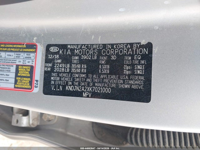 KIA Soul ! 2019 KNDJN2A2XK7021000 Image 9