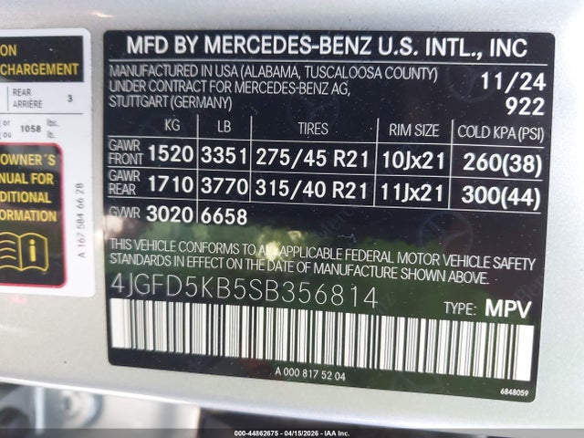 Продаж на аукціоні авто 2025 Mercedes-benz Gle 450 Coupe 4matic, vin: 4JGFD5KB5SB356814, номер лоту: 44862675