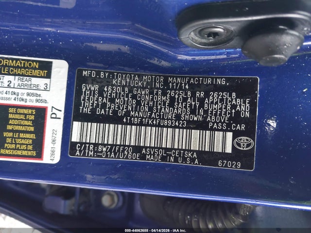 Toyota CAMRY SE 2015 4T1BF1FK4FU893423 Image 9