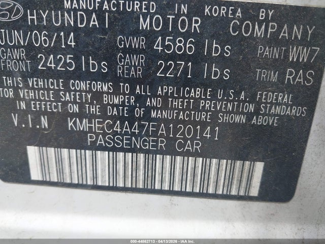 Продажа на аукционе авто 2015 Hyundai Sonata Hybrid Limited, vin: KMHEC4A47FA120141, номер лота: 44862713