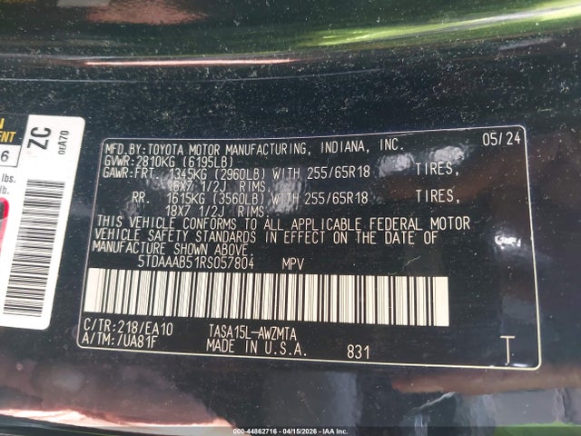 Toyota Grand Highlander Xle 2024 5TDAAAB51RS057804 Image 9