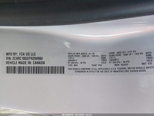 2026 CHRYSLER PACIFICA 2C4RC1BG0TR204984 Photo 8