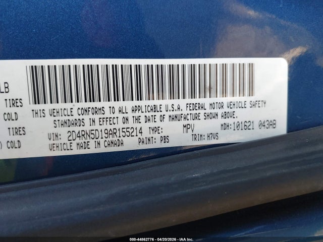 Продаж на аукціоні авто 2010 Dodge Grand Caravan Sxt, vin: 2D4RN5D19AR155214, номер лоту: 44862776