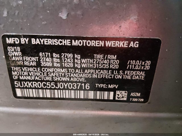 5UXKR0C55J0Y03716 BMW X5 Xdrive35i