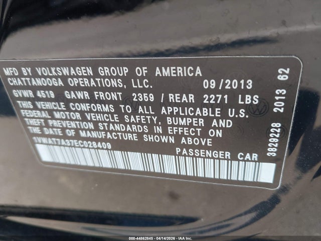 2014 VOLKSWAGEN PASSAT 1VWAT7A37EC028409 Photo 8