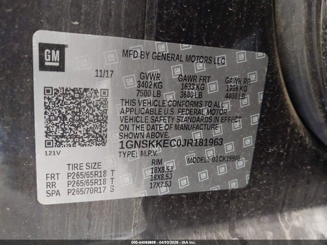 2018 CHEVROLET SUBURBAN 1GNSKKEC0JR181963 Photo 8