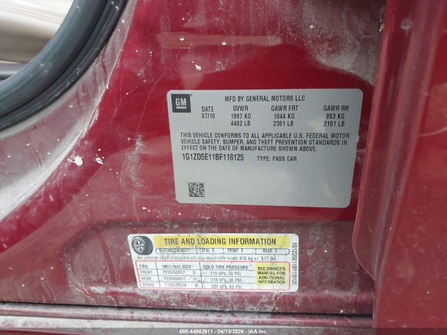 Продаж на аукціоні авто 2011 Chevrolet Malibu 2lt, vin: 1G1ZD5E11BF118125, номер лоту: 44862911