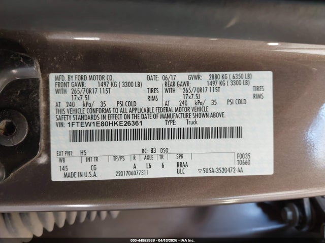 2017 FORD F-150 1FTEW1E80HKE26361 Photo 8