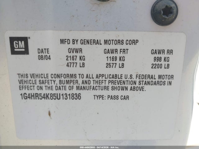 2005 BUICK LESABRE 1G4HR54K85U131836 Photo 8