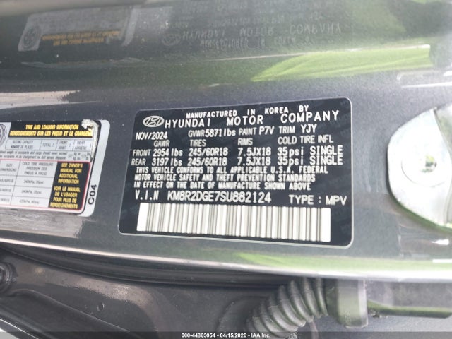2025 Hyundai Palisade Sel მანქანა იყიდება აუქციონზე, vin: KM8R2DGE7SU882124, აუქციონის ნომერი: 44863054