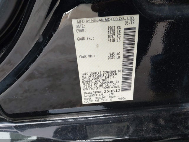 1N4BL4BV8KC250612 Nissan Altima 2.5 S