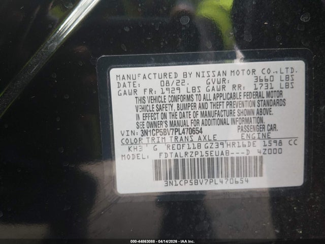 Продаж на аукціоні авто 2023 Nissan Kicks S Xtronic Cvt, vin: 3N1CP5BV7PL470654, номер лоту: 44863088