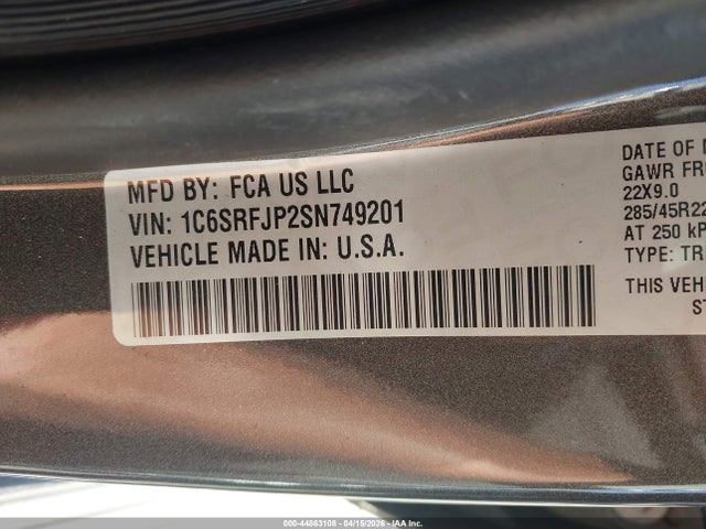 Продажа на аукционе авто 2025 Ram 1500 Laramie  4x4 5'7 Box, vin: 1C6SRFJP2SN749201, номер лота: 44863108