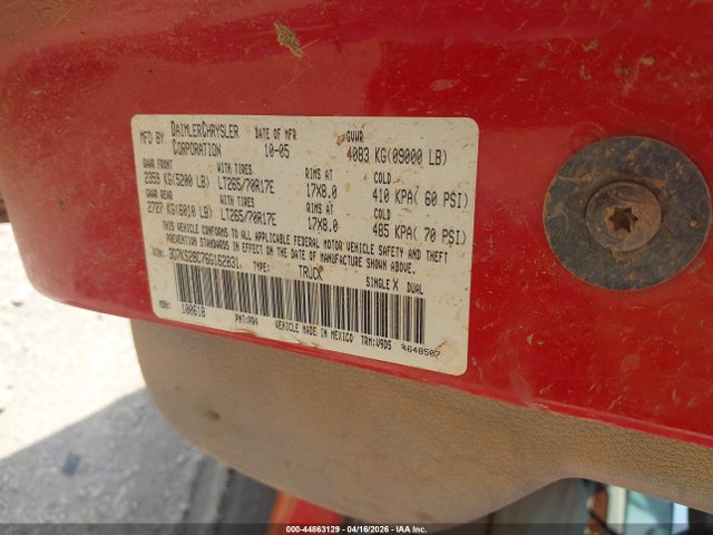 Aukcja sprzedaży 2006 Dodge Ram 2500 Slt/sport, vin: 3D7KS28C76G162831, numer aukcji: 44863129