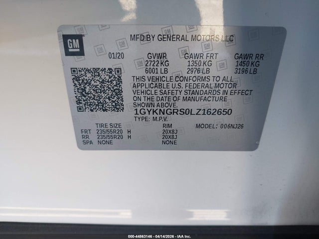 1GYKNGRS0LZ162650 Cadillac Xt5 Awd Sport