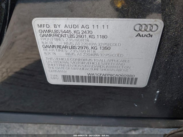 2012 AUDI Q5 WA1CFAFP8CA060980 Photo 8
