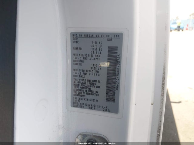 3N6CM0KNXKK700725 Nissan NV200 SV