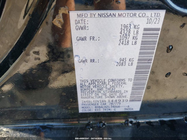 44863241 :رقم المزاد ، 1N4BL4DV1RN344939 vin ، 2024 Nissan Altima Sv Fwd مزاد بيع