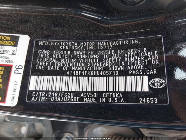 4T1BF1FK8HU405710 Toyota CAMRY LE