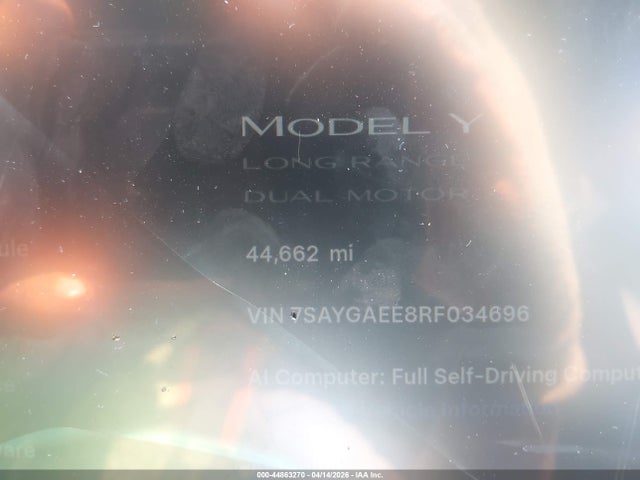 Продаж на аукціоні авто 2024 Tesla Model Y Long Range Dual Motor All-wheel Drive, vin: 7SAYGAEE8RF034696, номер лоту: 44863270