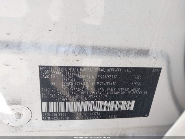 4T3MWRFV4RU157434 Toyota Rav4 Hybrid Le