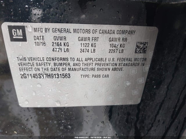 Продаж на аукціоні авто 2017 Chevrolet Impala 2lz, vin: 2G1145S37H9131563, номер лоту: 44863291