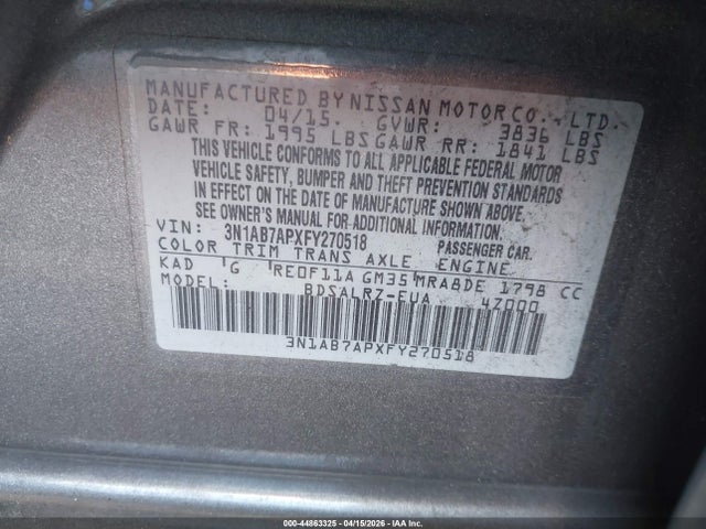 3N1AB7APXFY270518 Nissan SENTRA SR