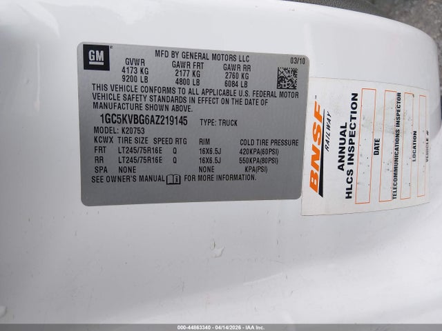 Продаж на аукціоні авто 2010 Chevrolet Silverado 2500hd Work Truck, vin: 1GC5KVBG6AZ219145, номер лоту: 44863340