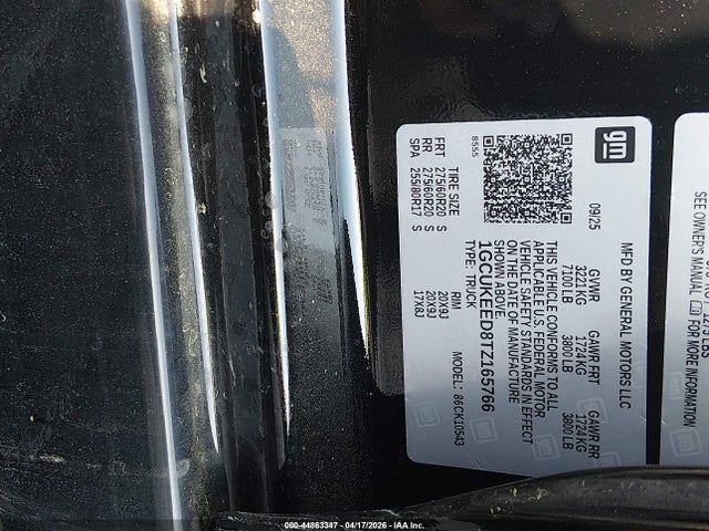 2026 Chevrolet Silverado 1500 4wd  Short Bed Rst მანქანა იყიდება აუქციონზე, vin: 1GCUKEED8TZ165766, აუქციონის ნომერი: 44863347