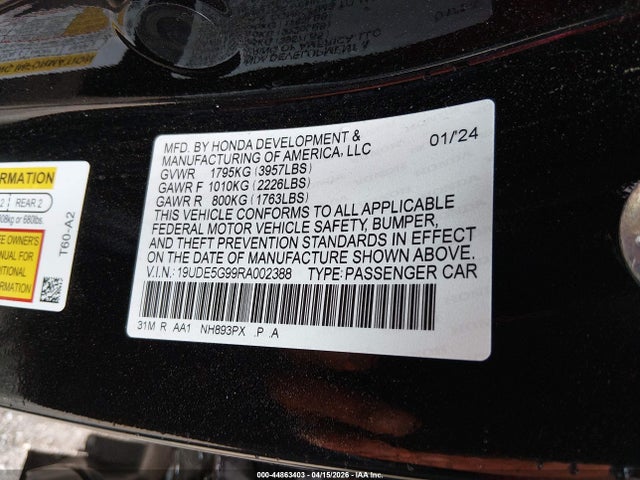 Aukcja sprzedaży 2024 Acura Integra Type S, vin: 19UDE5G99RA002388, numer aukcji: 44863403