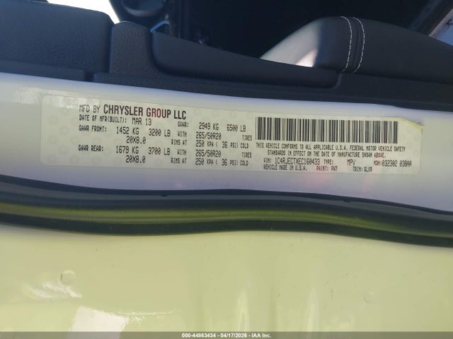 Продажа на аукционе авто 2014 Jeep Grand Cherokee Overland, vin: 1C4RJECTXEC160433, номер лота: 44863434
