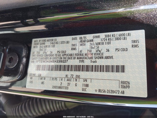 2025 FORD F-150 1FTEW3K84SKE89227 Photo 8