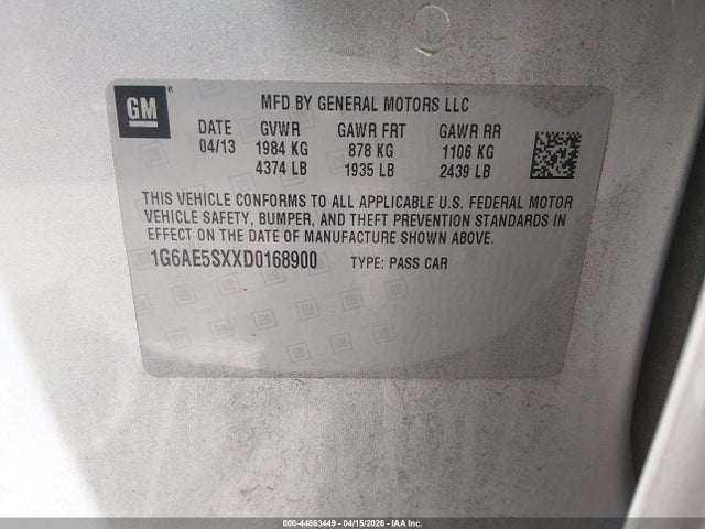 Продаж на аукціоні авто 2013 Cadillac Ats Premium, vin: 1G6AE5SXXD0168900, номер лоту: 44863449